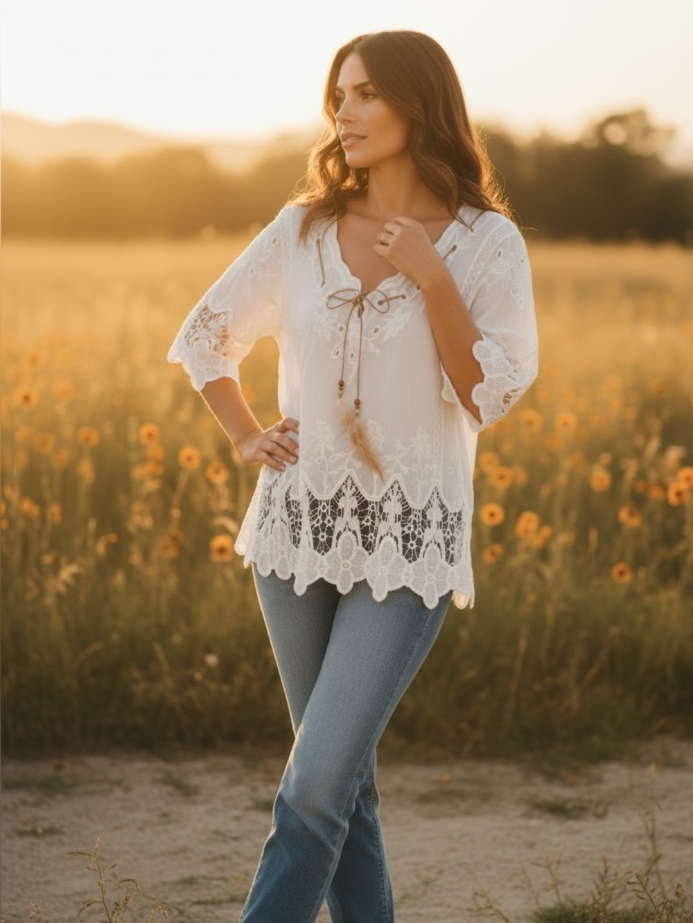 POL Boho Feather Top